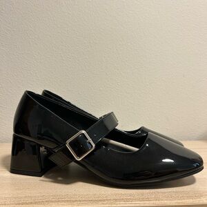 City Chic Black 11 Wide Patent Mary Jane Heels